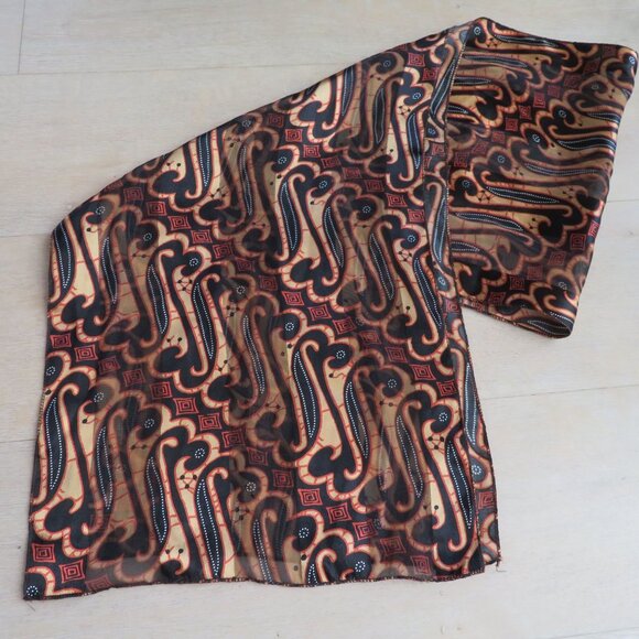 Vintage Brown Paisley Pattern Sheer Neck Scarf For Women - Picture 4 of 4